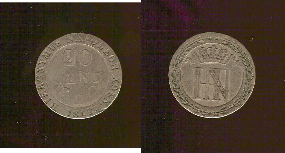 Westphalia Kingdom of Napoleon 20 centimes 1812C VF/gF